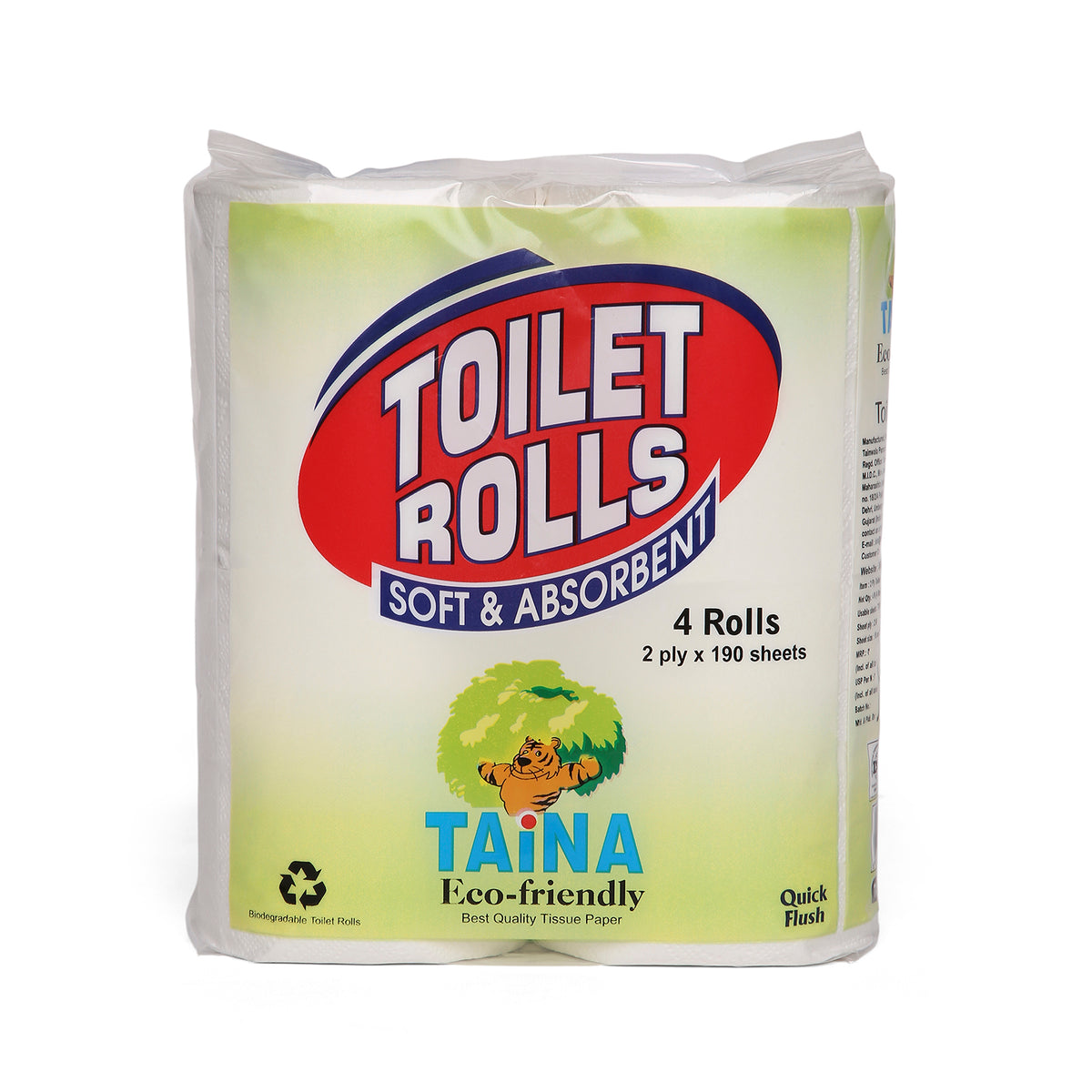 Taina Bathroom Rolls (4 Rolls X 190 Sheets X 2 Ply)