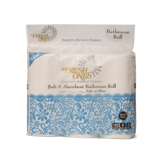 Fresh Ones Bathroom Rolls (6 Rolls X 160 Sheets X 3 Ply)