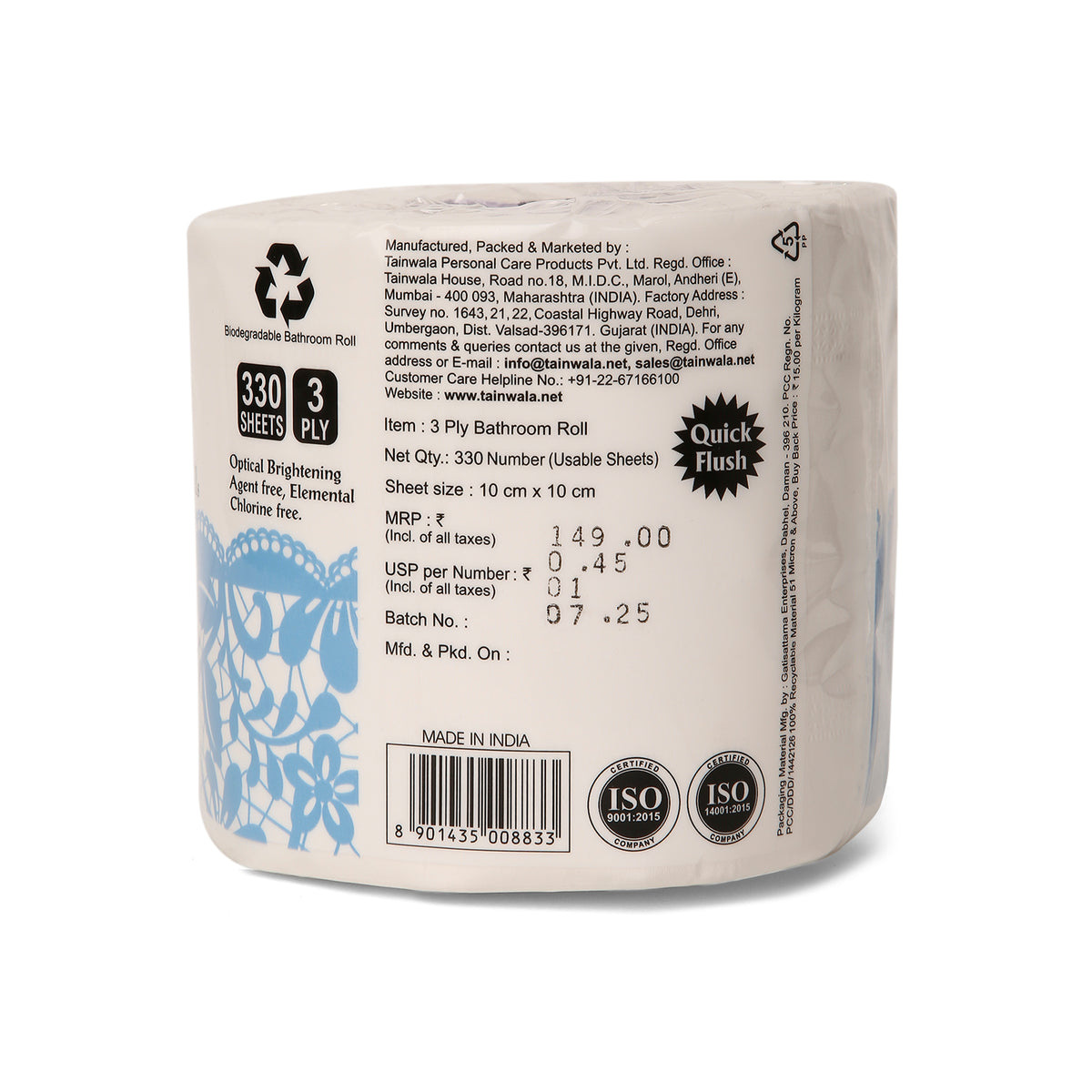 Fresh Ones Bathroom Rolls (330 Sheets X 3 Ply)