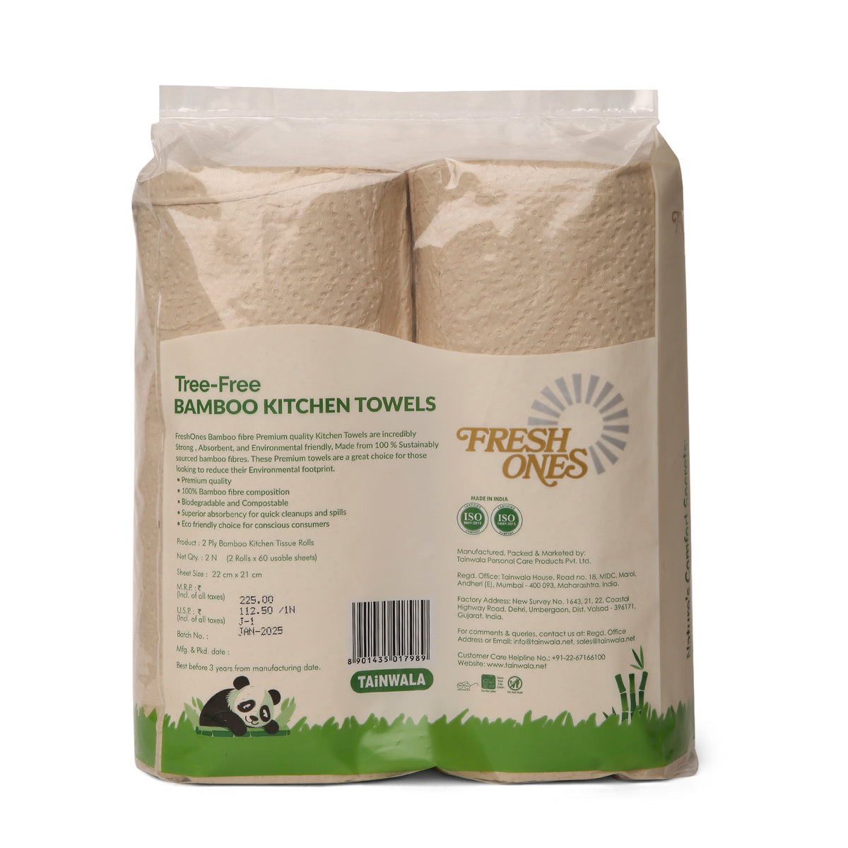 Fresh Ones Bamboo Kitchen Towels (2 Roll X 60 Towels X 2 Ply)