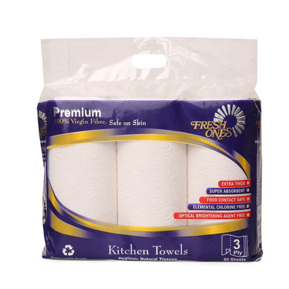 Fresh Ones Kitchen Towels (3 Rolls X 80 Towels X 3 Ply)