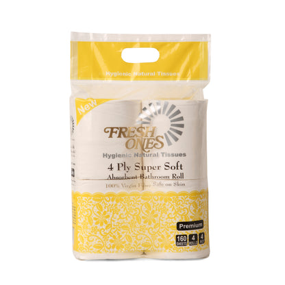 Fresh Ones Bathroom Rolls (4 Rolls X 160 Sheets X 4 Ply)