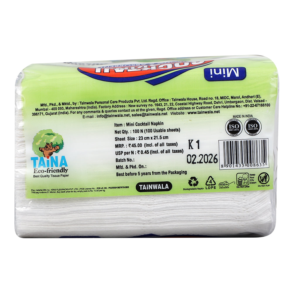 Taina Cocktail Napkin Mini (100 Napkins X 1 Ply)(21.5 X 23)