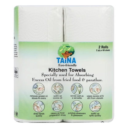Taina Kitchen Towels (2 Rolls X 60 Sheets X 2 Ply)