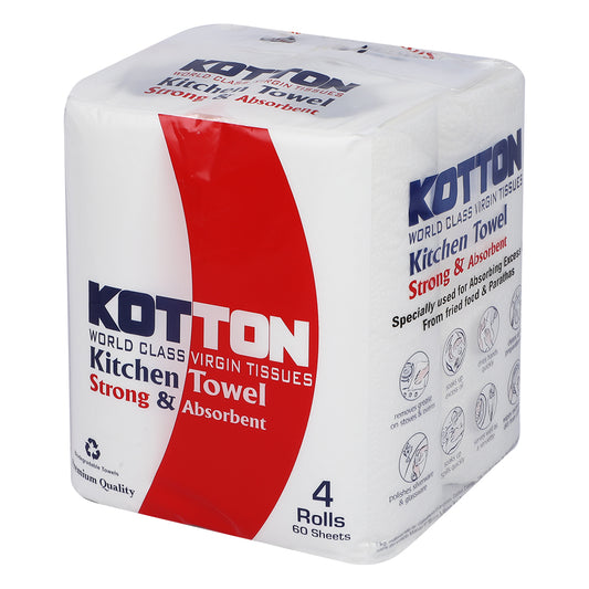 Kotton Kitchen Towels (4 Rolls X 60 Towels X 2 Ply)