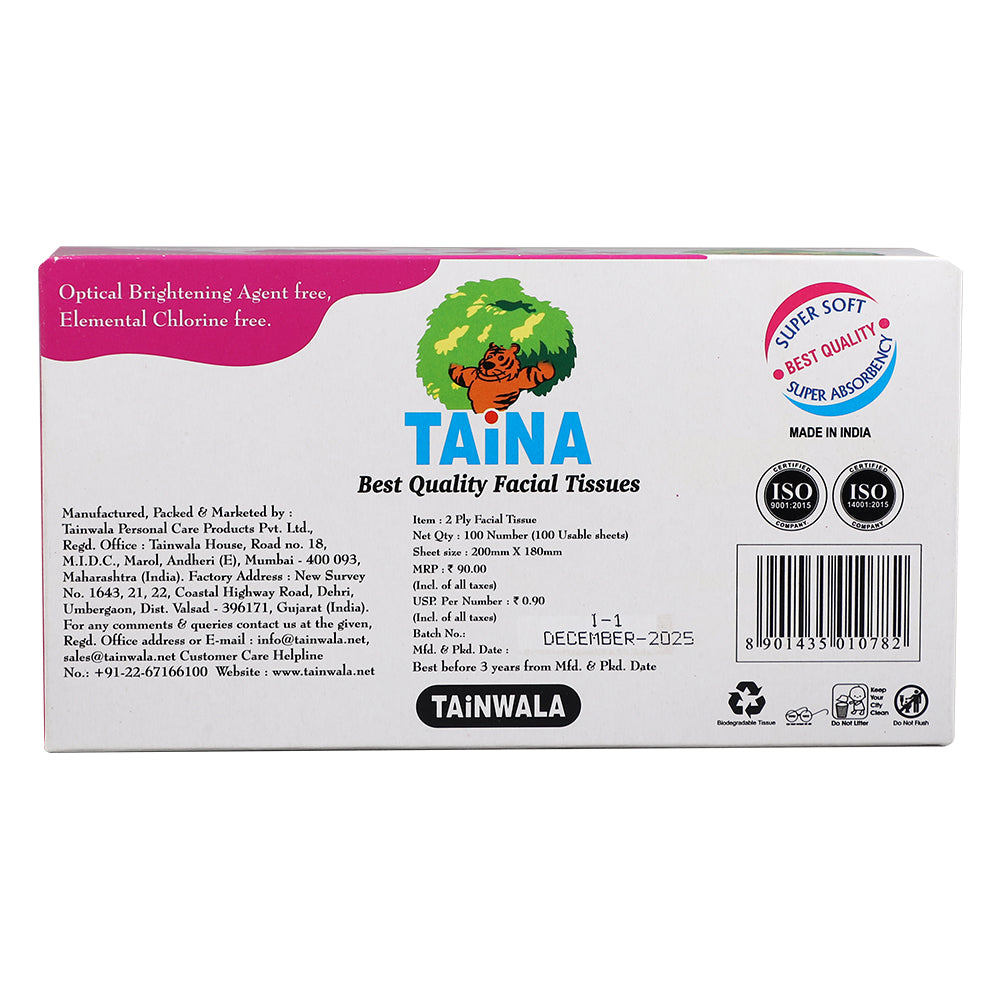 Taina Facial Tissues (100 Pulls X 2 Ply)