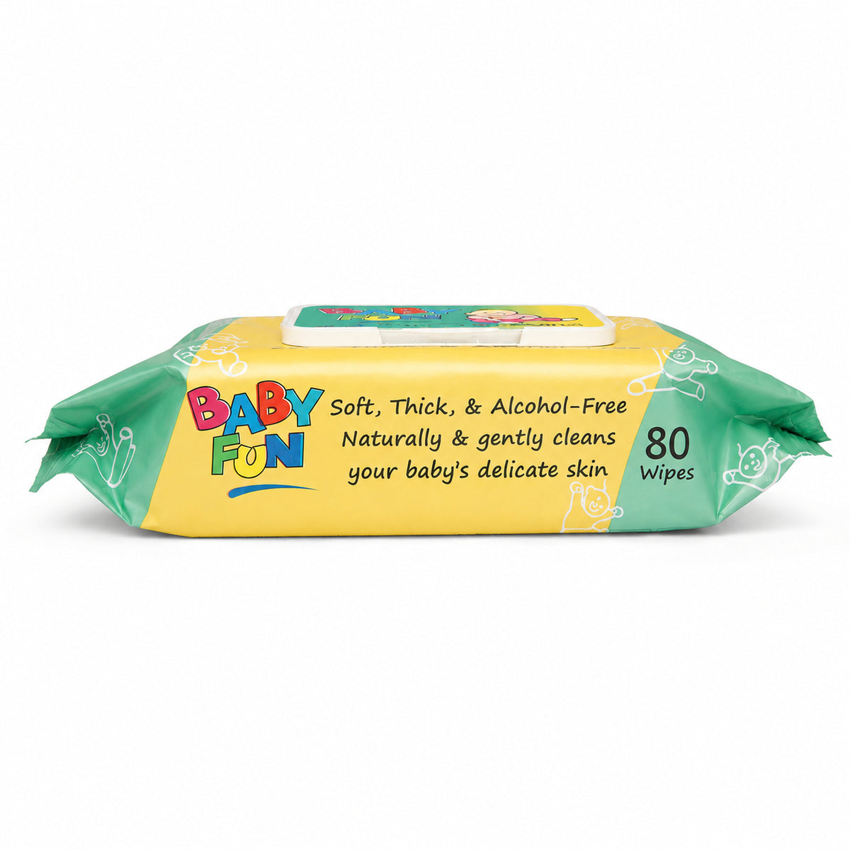 Baby Fun Baby Wipes With Cap (80 Wipes)
