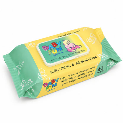 Baby Fun Baby Wipes With Cap (80 Wipes)